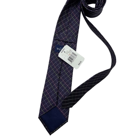 🆕WESTBURY Purple Tartan Silk DESIGNER Tie - Picture 2 of 4